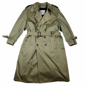 Vintage London Fog Trench Coat 42 SH Mens Zip In Thinsulate Liner Made USA Green